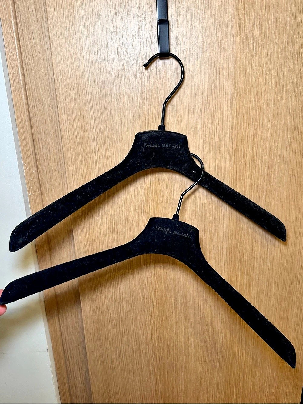 Isabel Marant Branded Velvet Clothing Hanger Set, Black